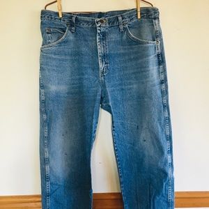 Well worn wrangler jeans